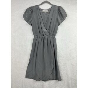 Beyond Vintage Women Gray Silk Short Sleeve Dress XS EUC